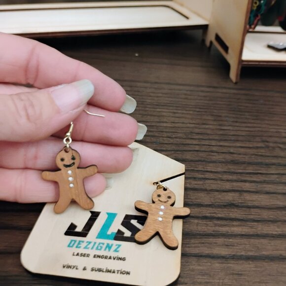 Gingerbread Man Dangle Earrings - Picture 1 of 6
